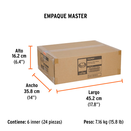 Carda tipo cónico 4' alambre trenzado, eje 5/8'-11, Truper