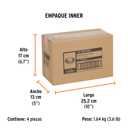 Carda tipo cónico 5' alambre trenzado, eje 5/8'-11, Truper