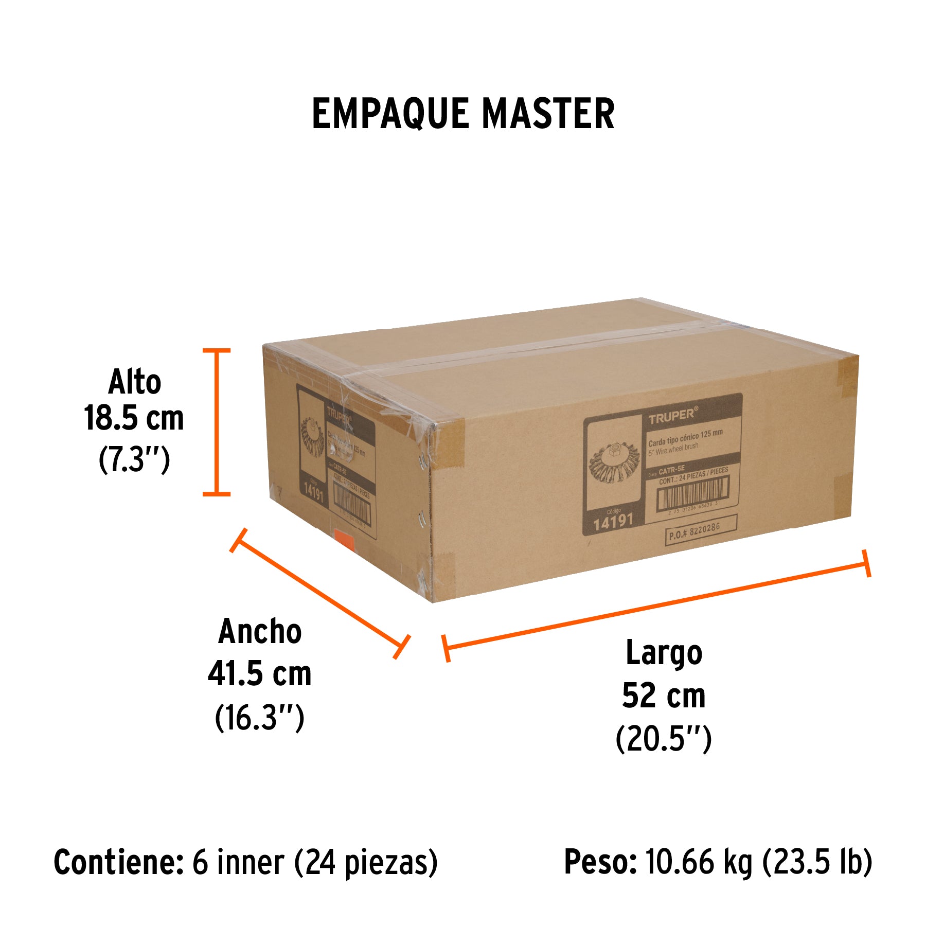 Carda tipo cónico 5' alambre trenzado, eje 5/8'-11, Truper