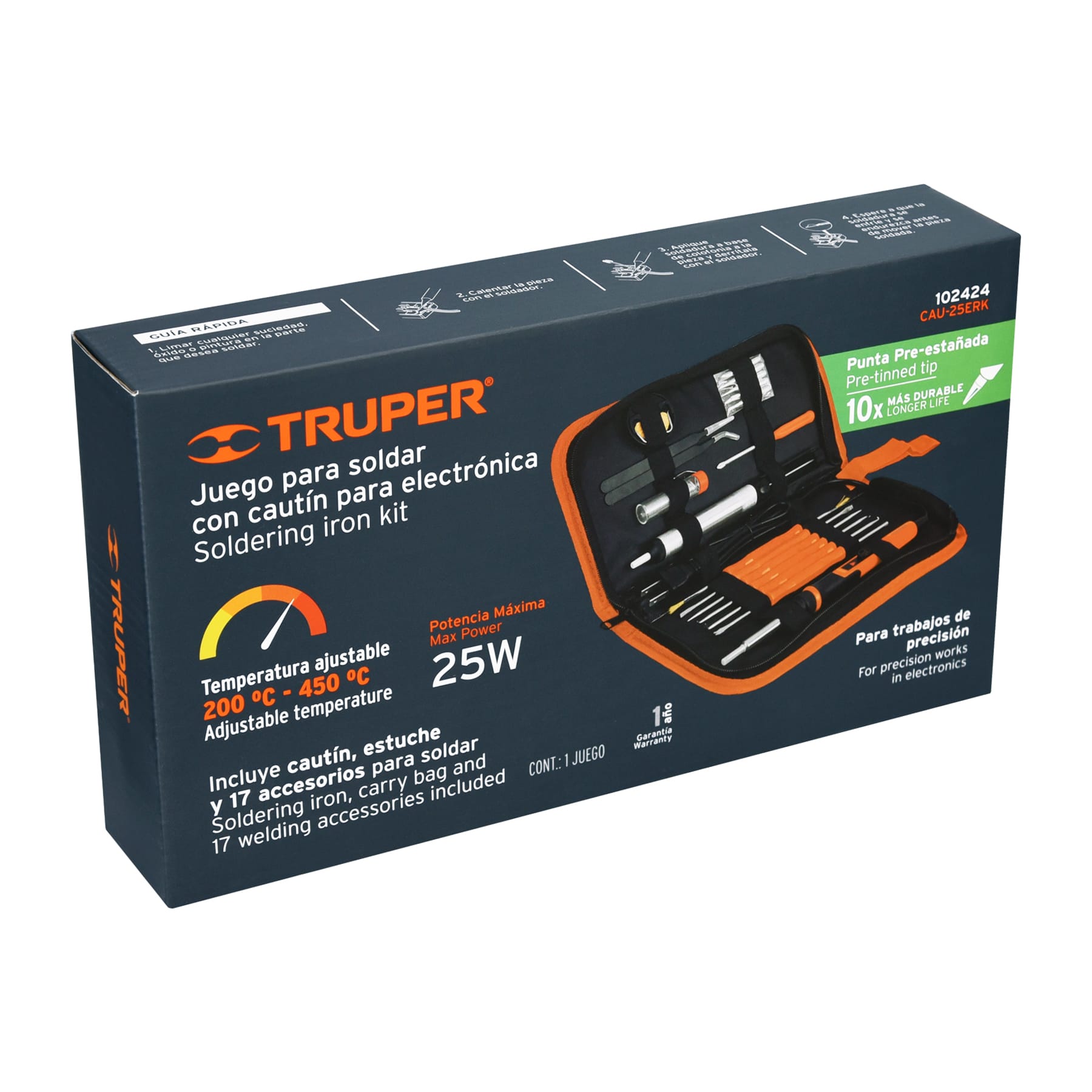 Kit soldadura electronica con cautin de 25 W temp regulable