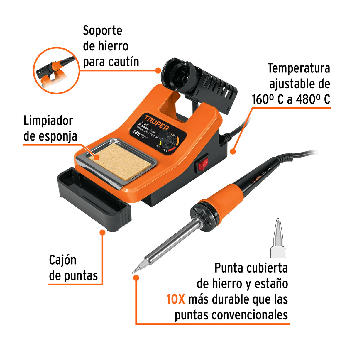 Cautin 48 W profesional para electronica con estacion