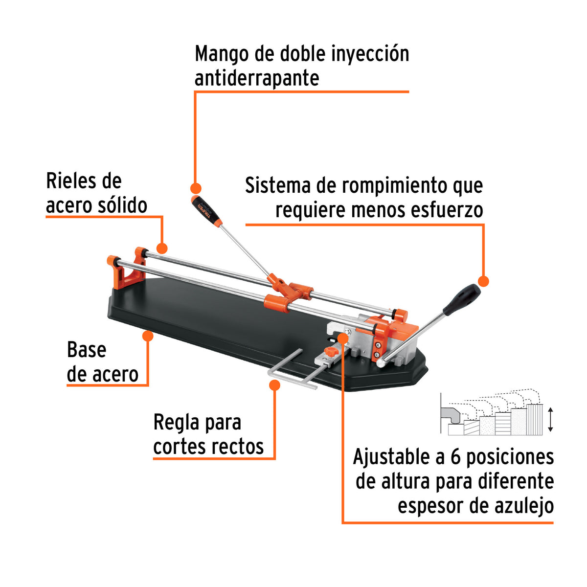 Cortador azulejo romp.multipunto c/maletín,EXPERT 24', 60cm