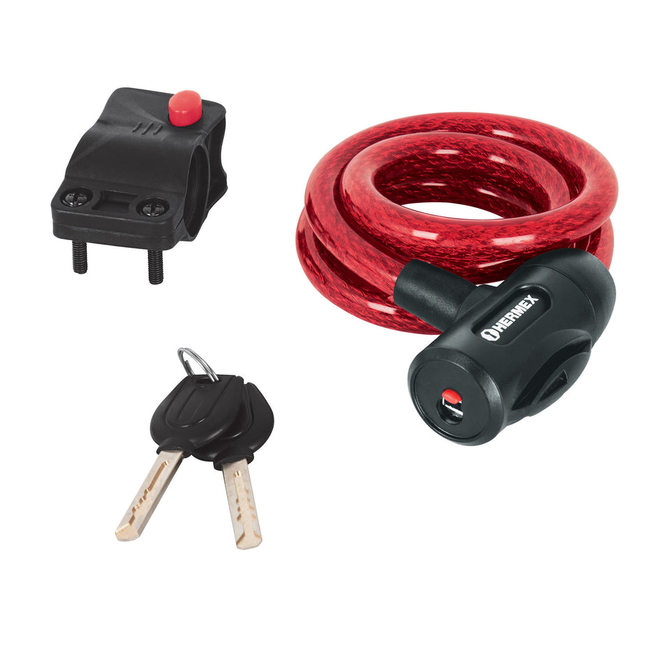 Candado de cable con llave X 1.0 m HERMEX 12mm