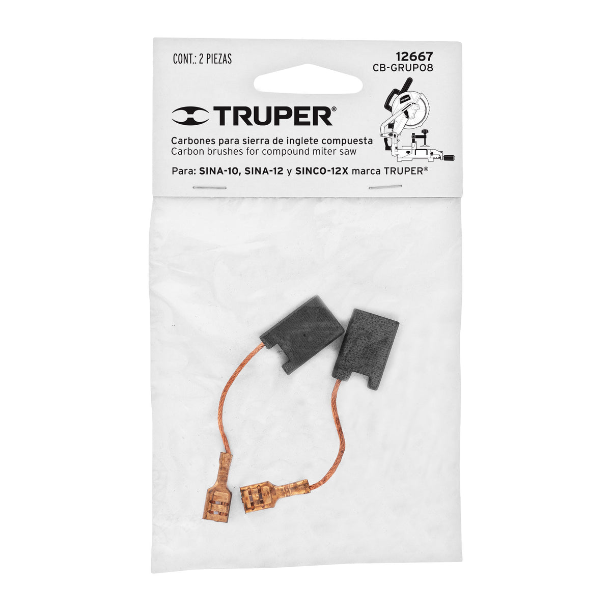 Bolsa con 2 carbones d/repuesto p/sierras ingl Grupo8TRUPER