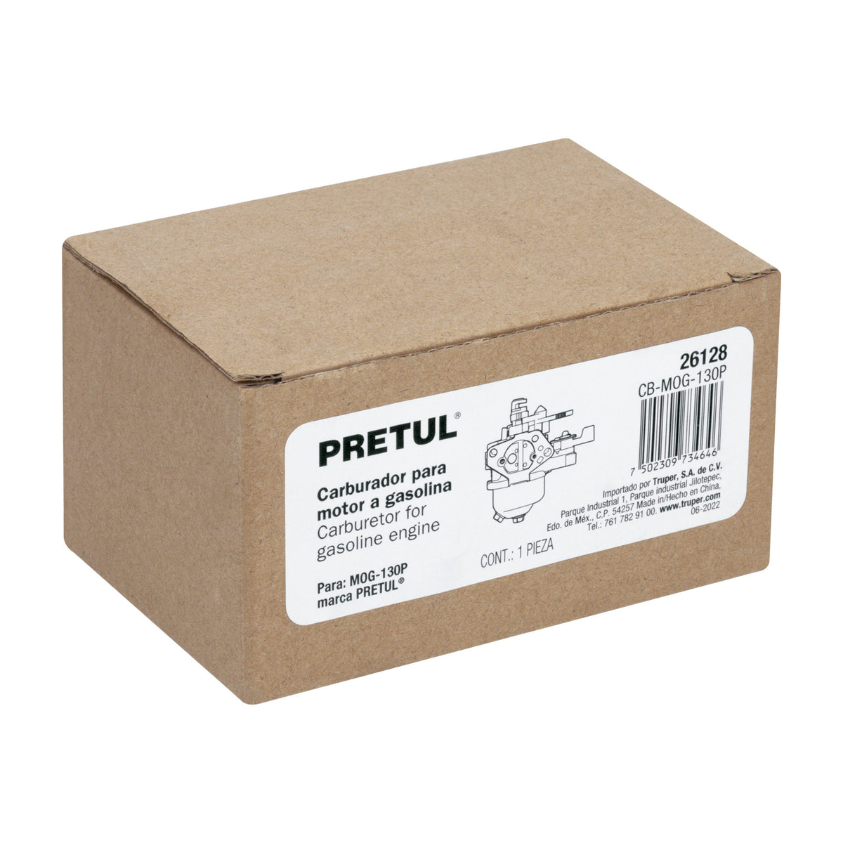 Carburador para motor a gasolina MOG-130P PRETUL