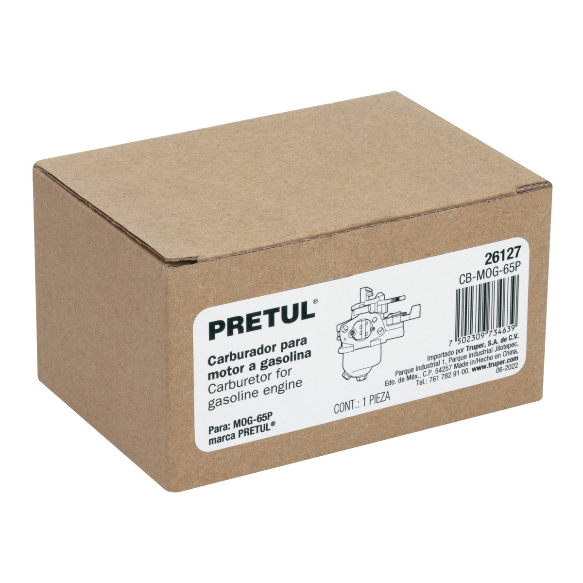 Carburador para motor a gasolina MOG-65P PRETUL