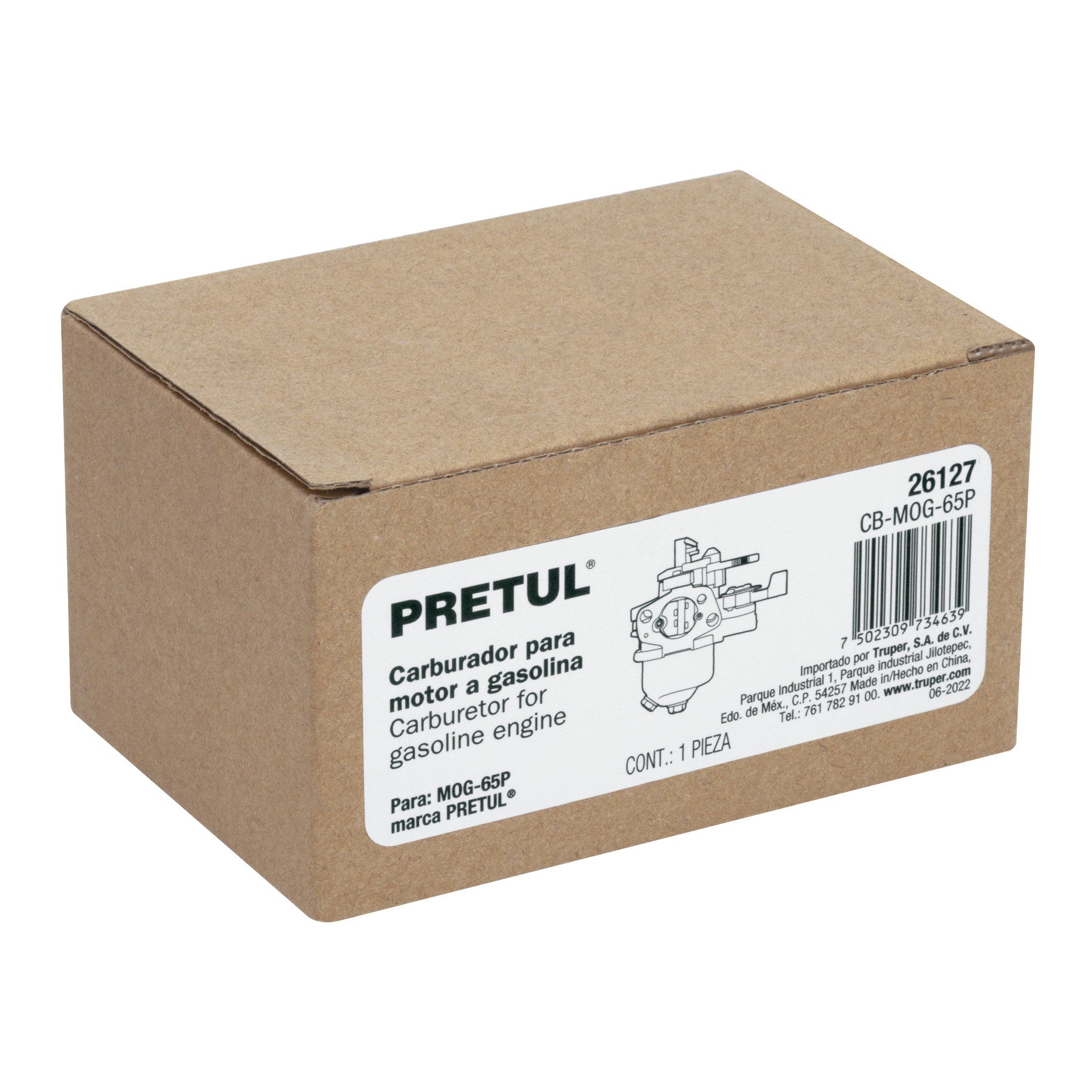 Carburador para motor a gasolina MOG-65P PRETUL