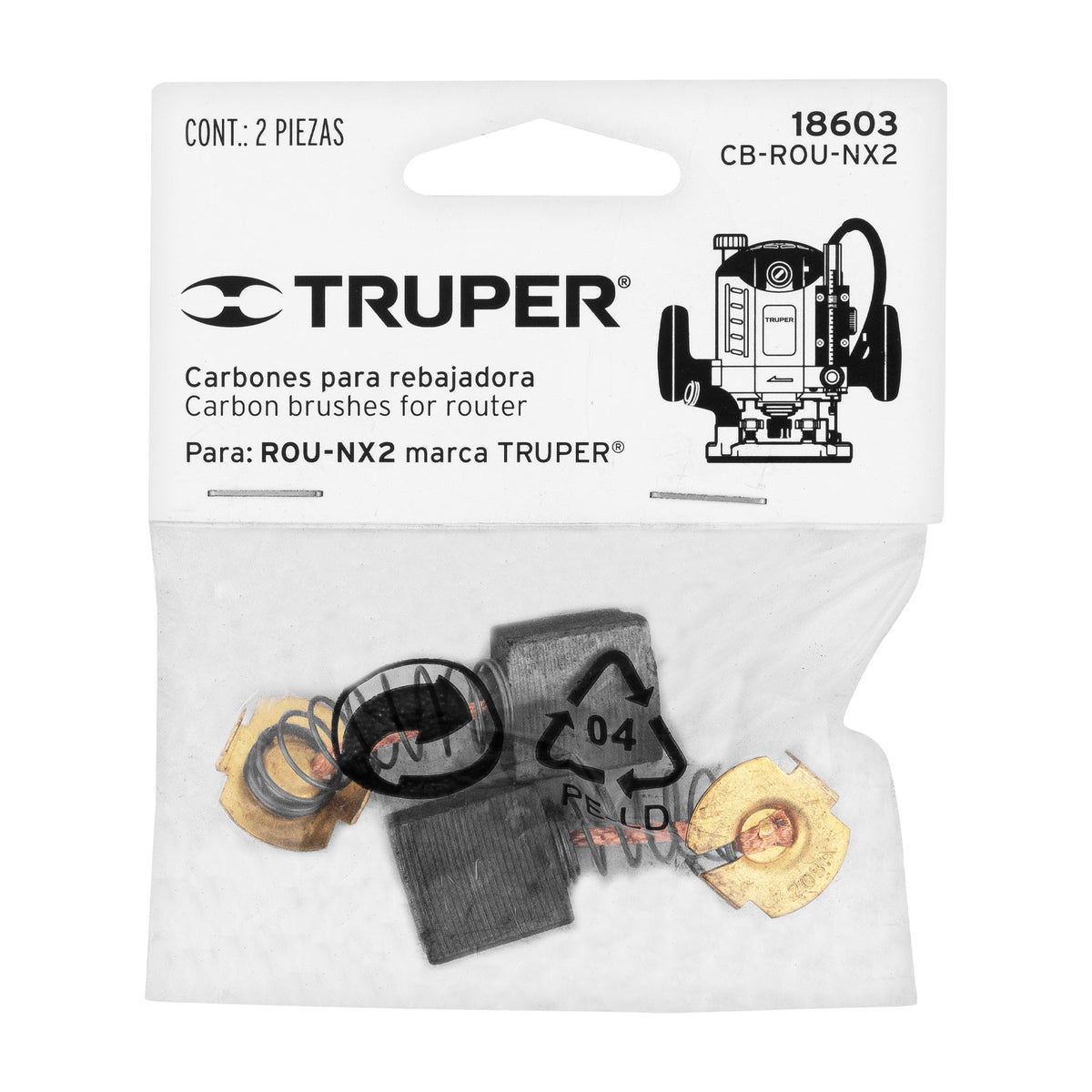 Bolsa con 2 carbones de repuesto para ROU-NX2 TRUPER