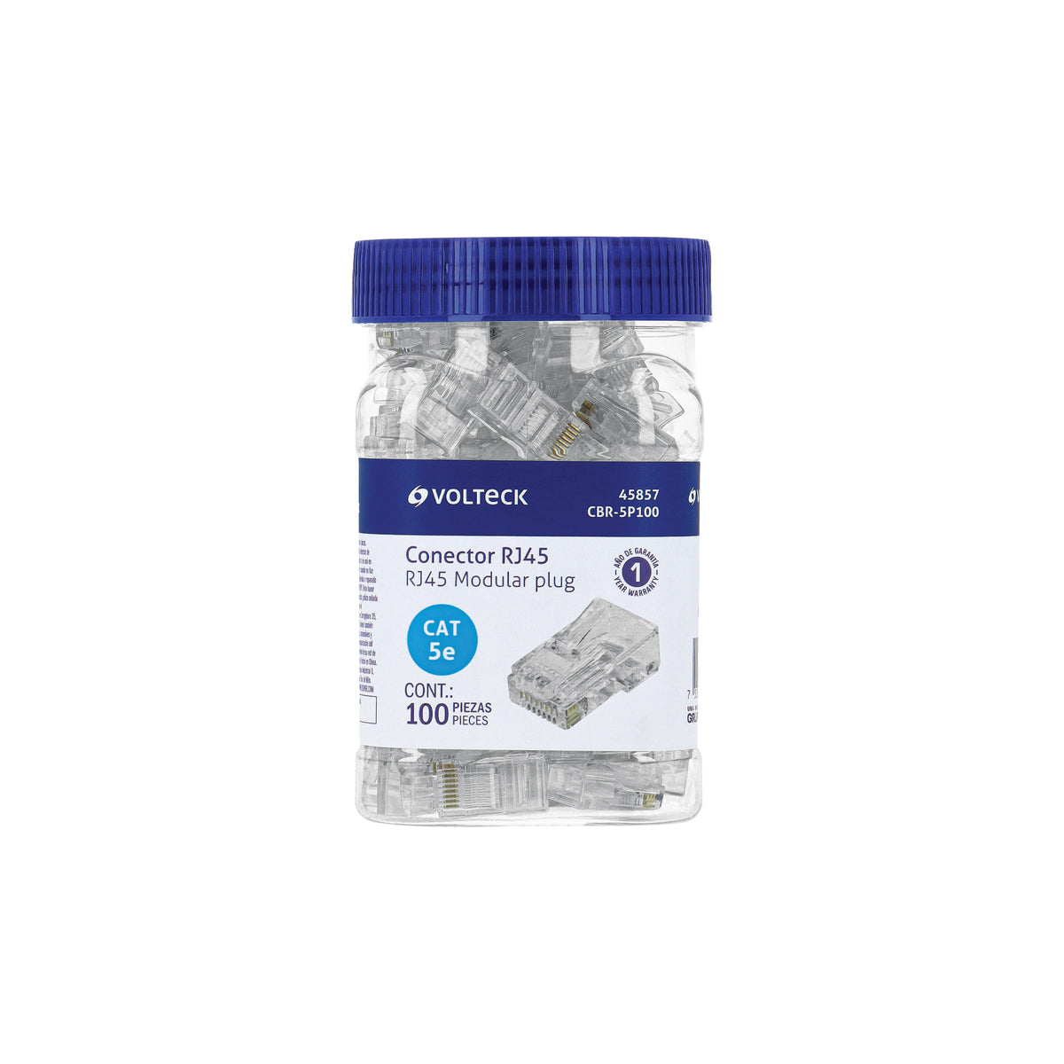 Plug RJ45 CAT5E Bote con 100 piezas VOLTECK