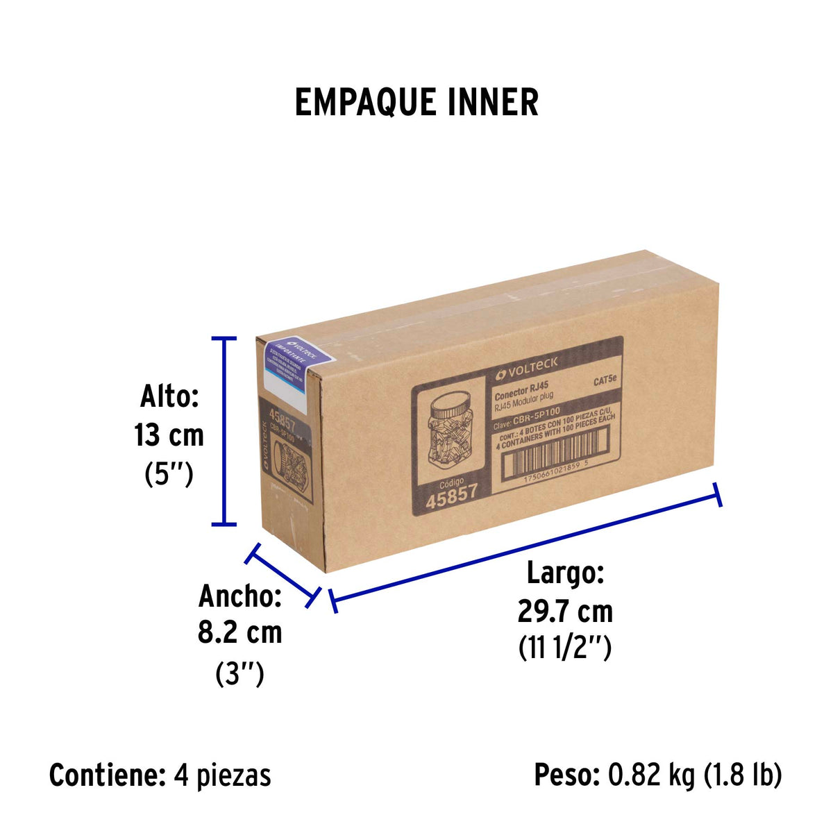 Plug RJ45 CAT5E Bote con 100 piezas VOLTECK
