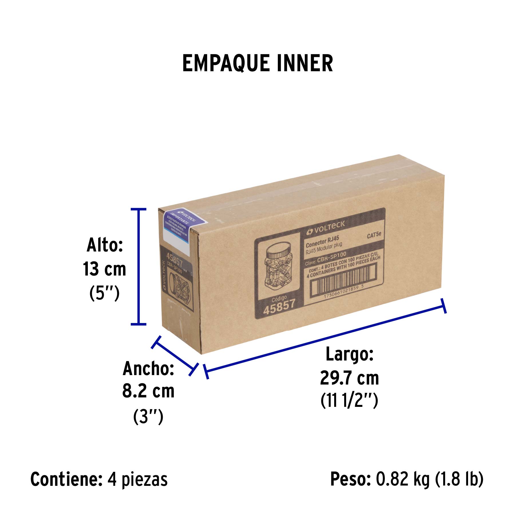 Plug RJ45 CAT5E Bote con 100 piezas VOLTECK