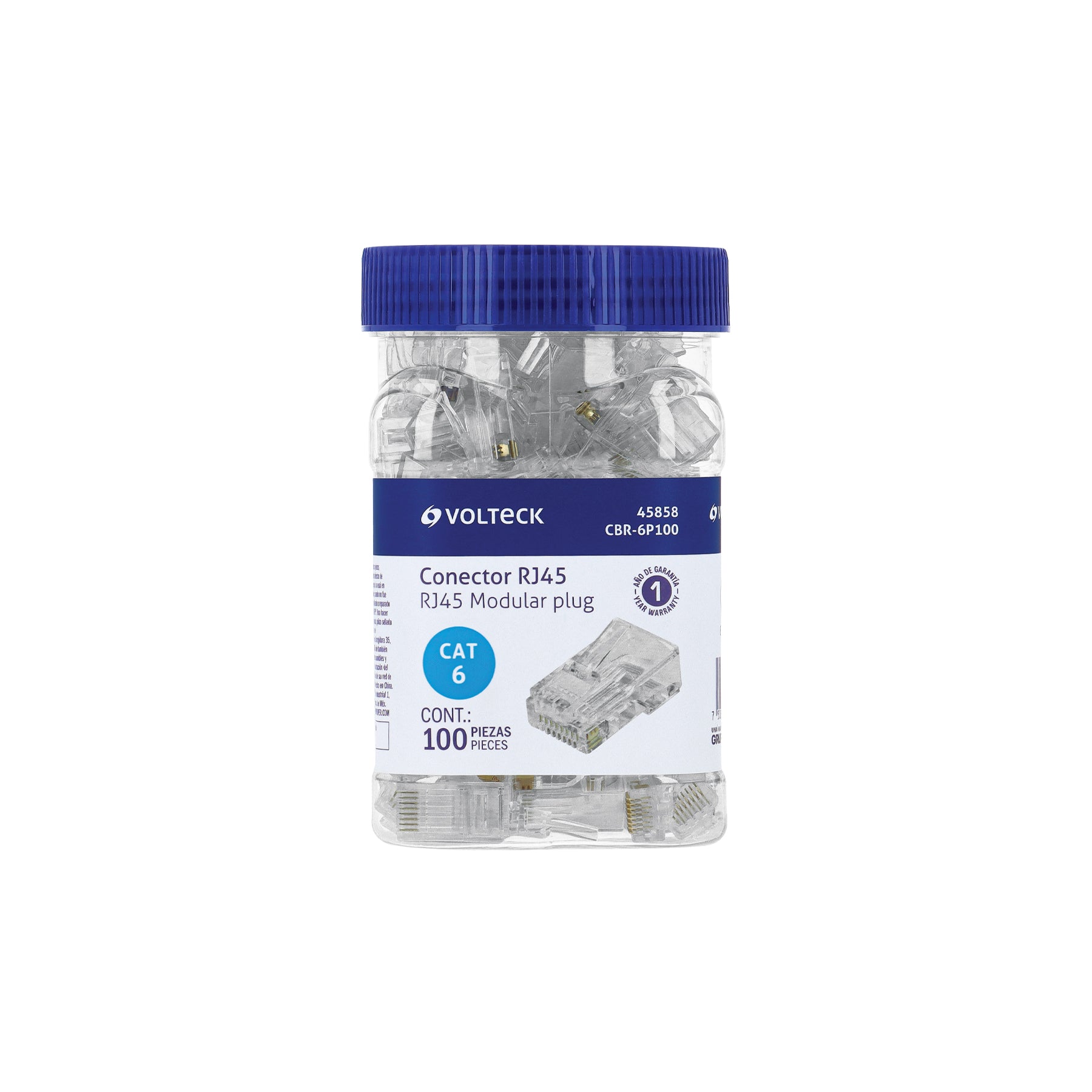 Plug RJ45 CAT6 Bote con 100 piezas VOLTECK