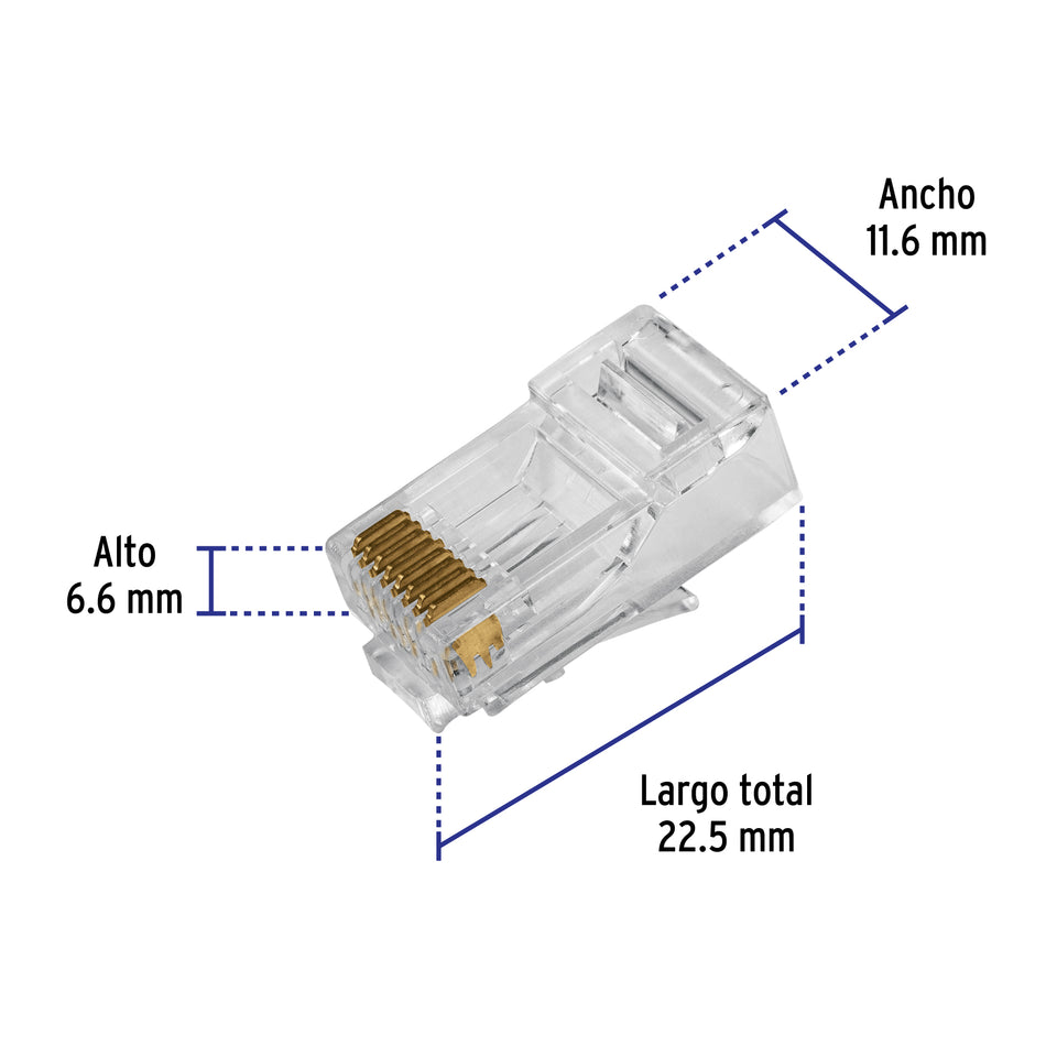 Plug RJ45 CAT6, Bolsa con 20 piezas, VOLTECK