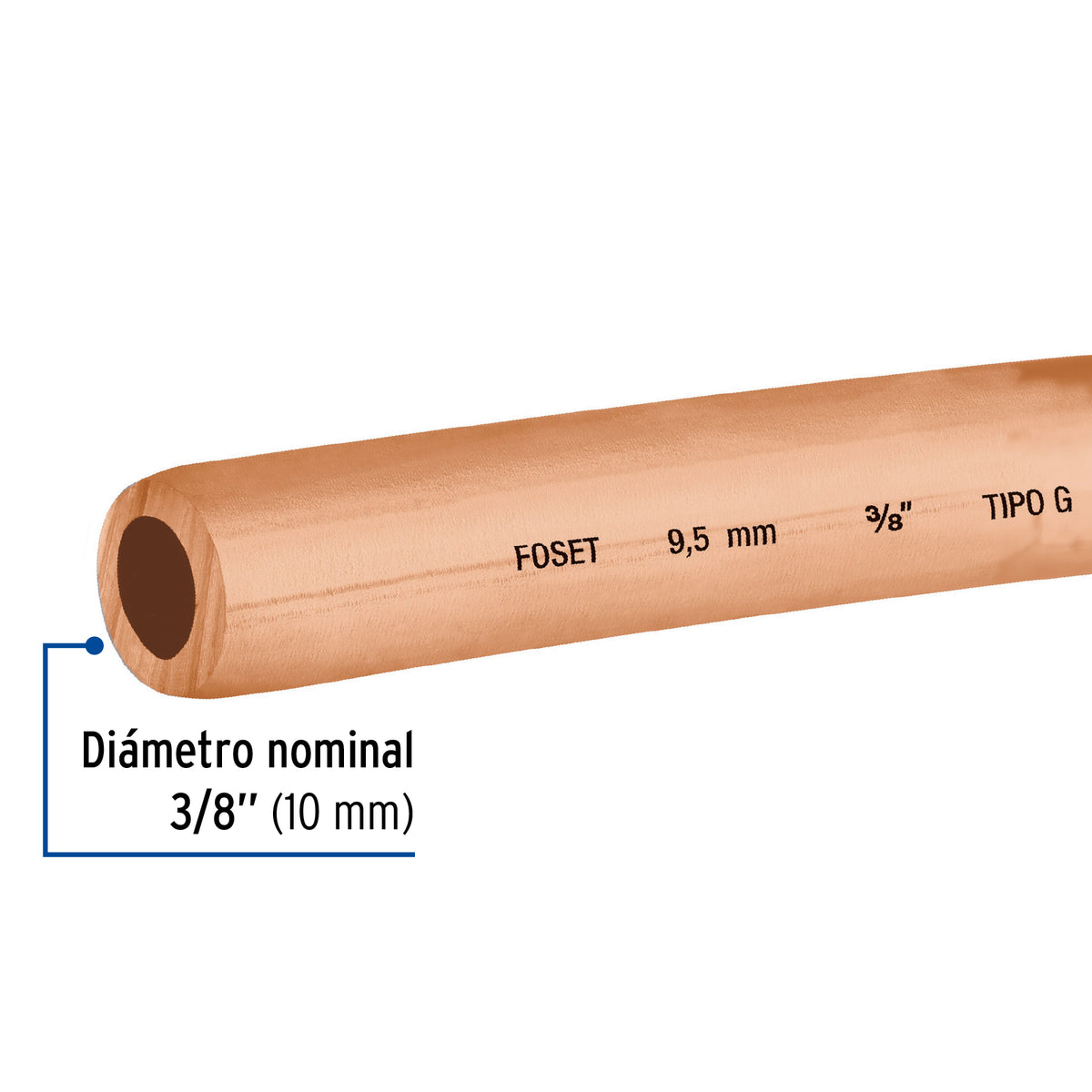 Tubo flexible de cobre 3/8" rollo de 15m 2.6kg FOSET