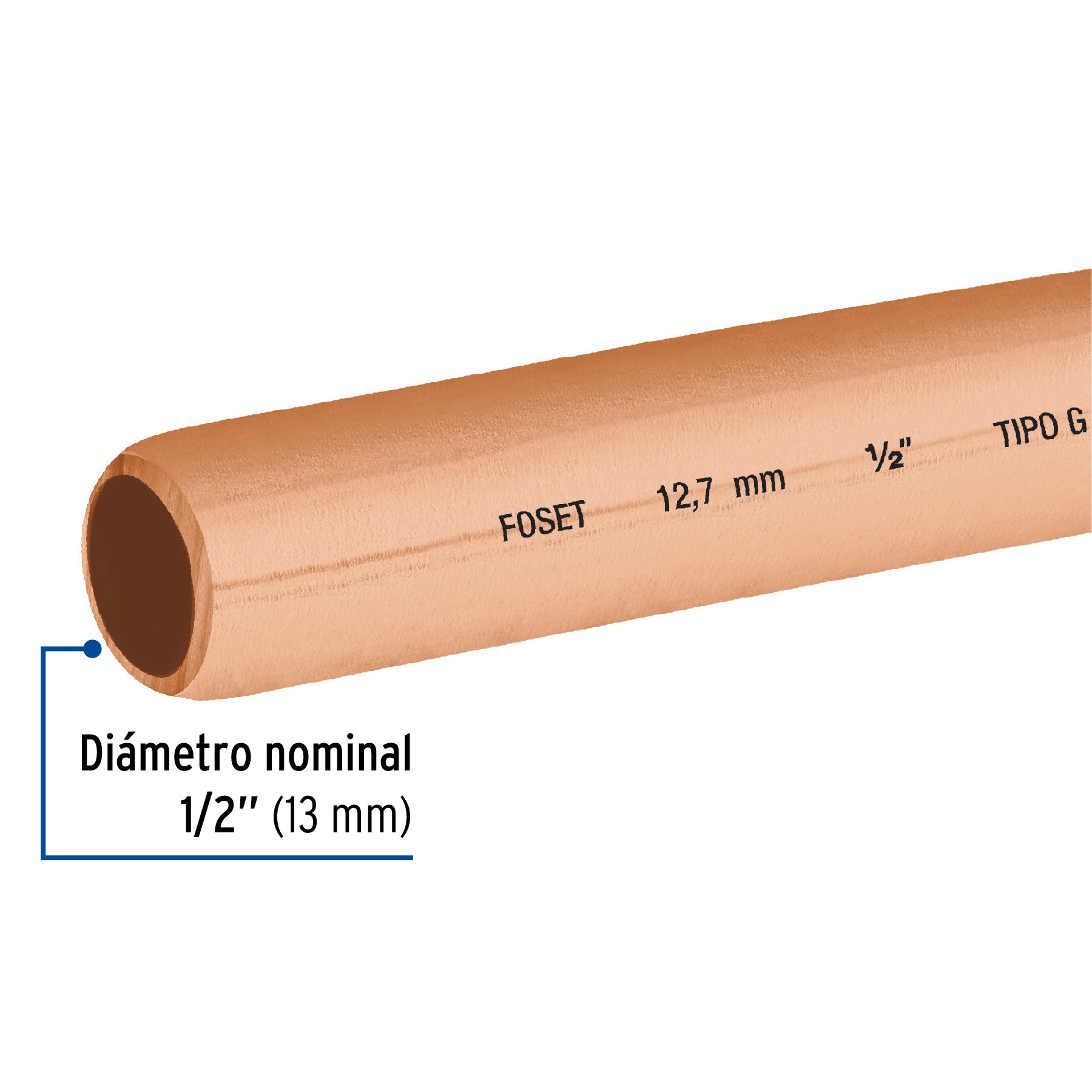 Tubo flexible de cobre 1/2" rollo de 15m 3.7kg FOSET