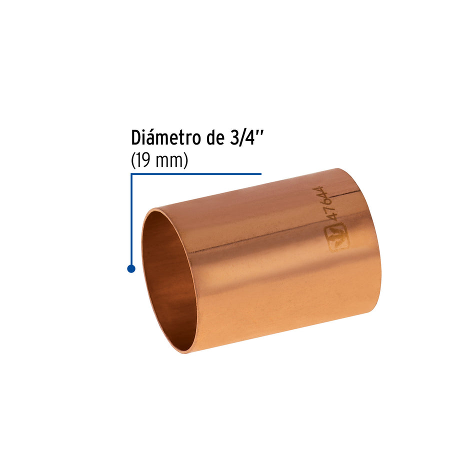 Cople de cobre sin ranura FOSET BASIC 3/4"