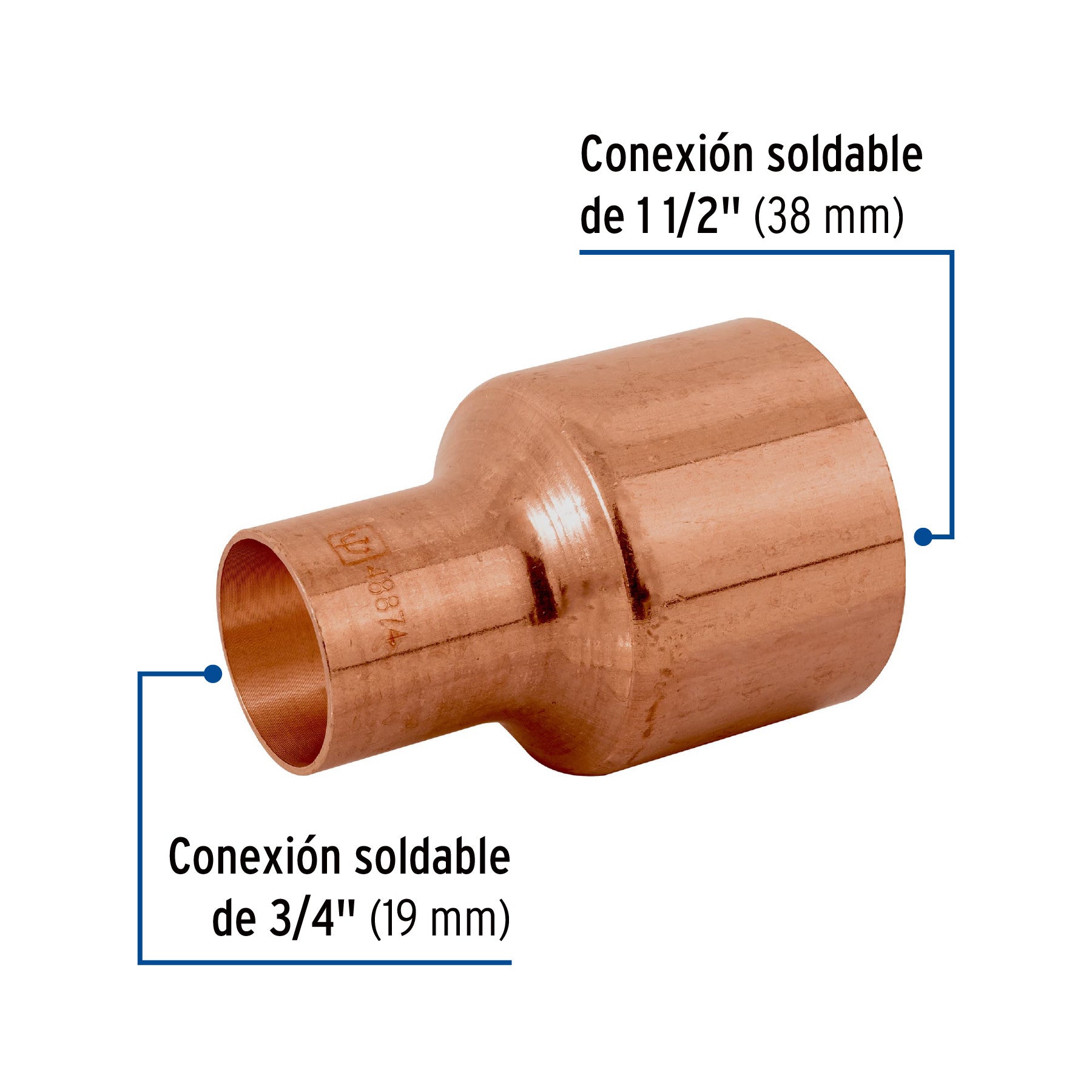 Reducción bushing de cobre 1-1/2 x 3/4', FOSET