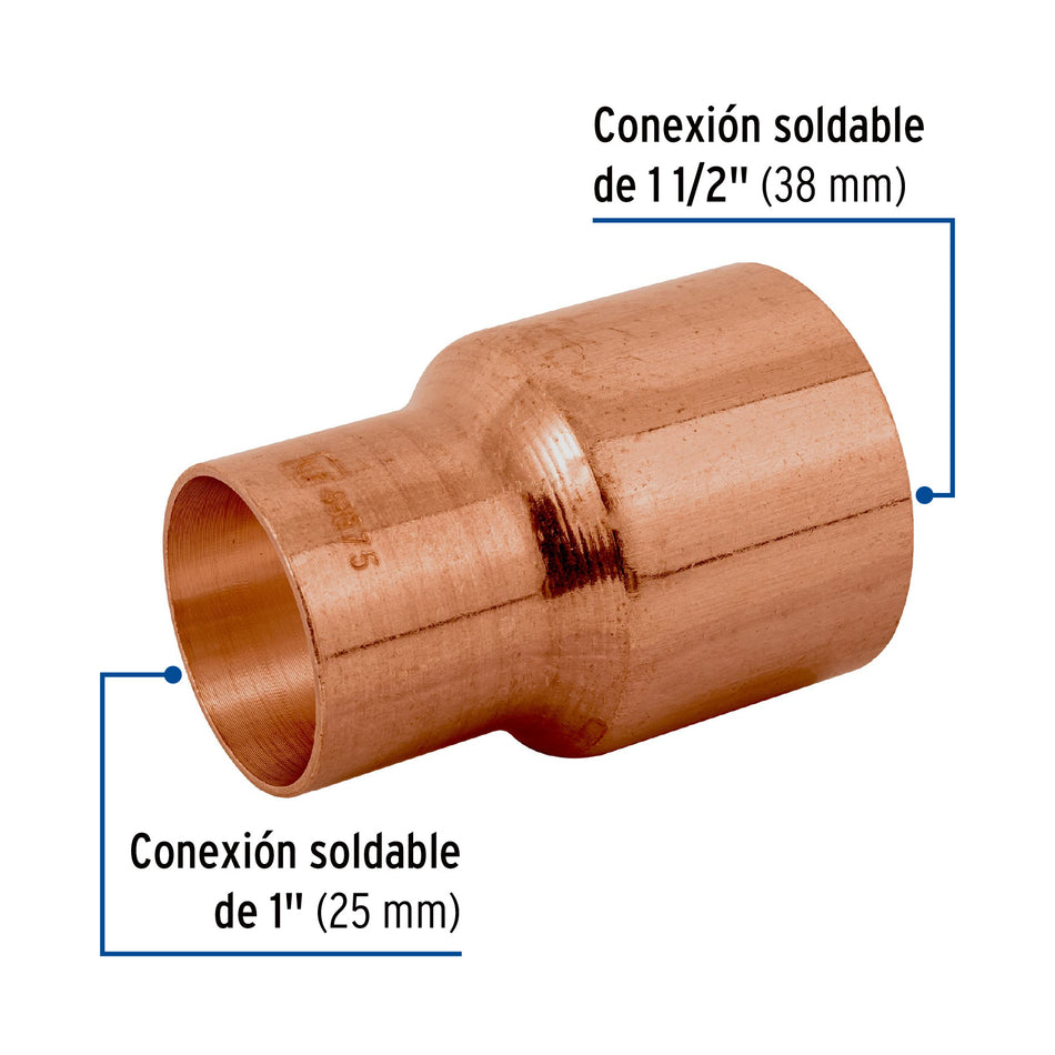 Reduccion bushing de cobre 1-1/2 x 1" FOSET