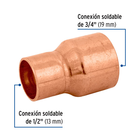 Reduccion campana de cobre 3/4 x 1/2" FOSET