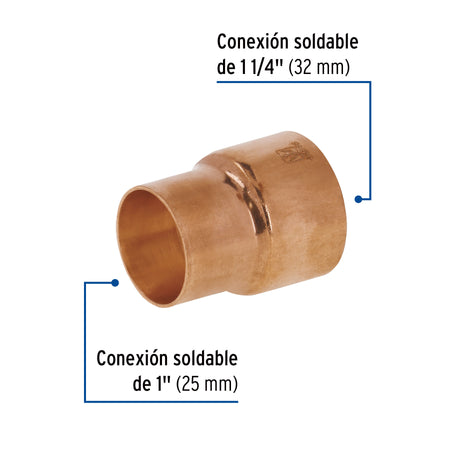 Reducción campana de cobre 1-1/4 x 1', FOSET 4 x 1'