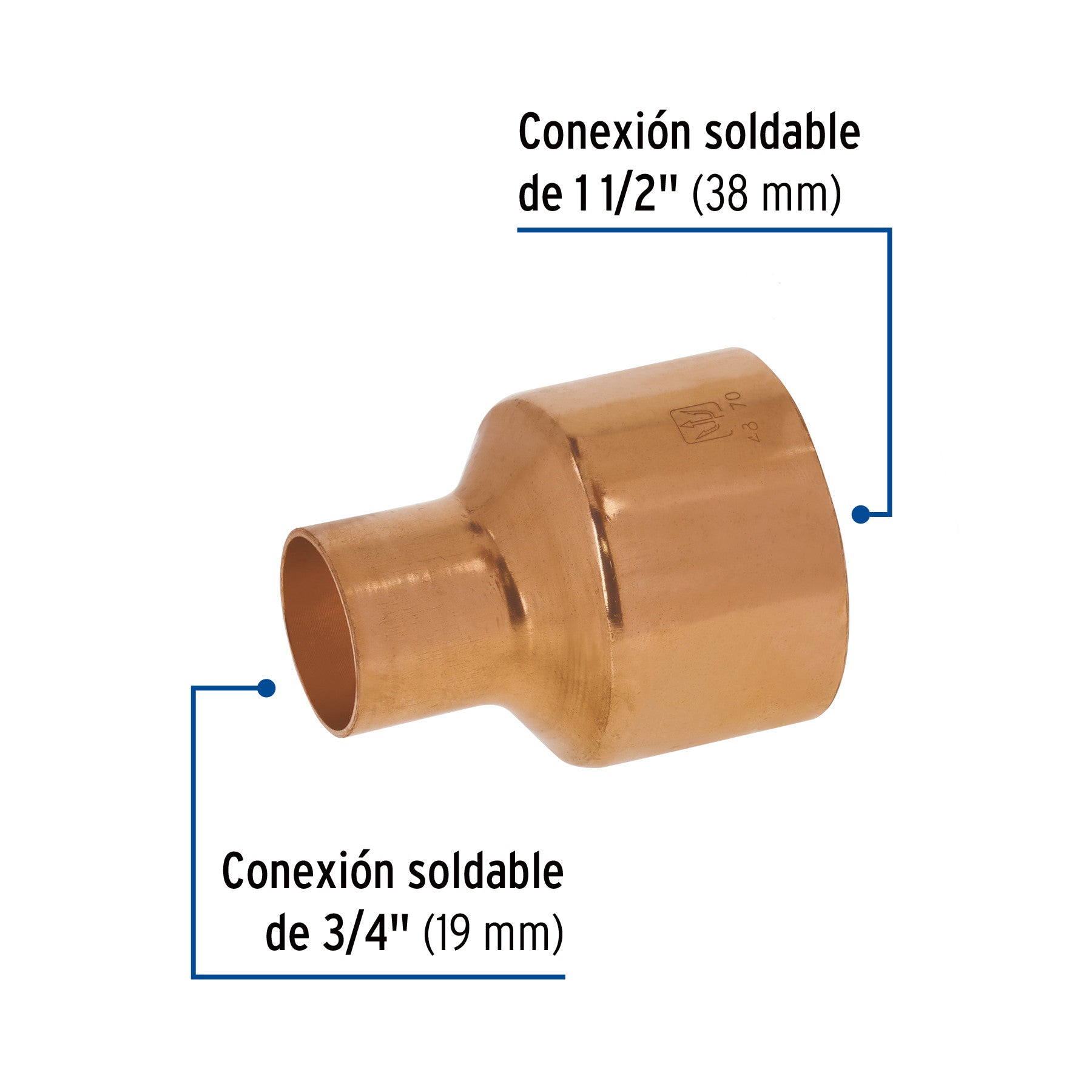 Reduccion campana de cobre 1-1/2 x 3/4" FOSET