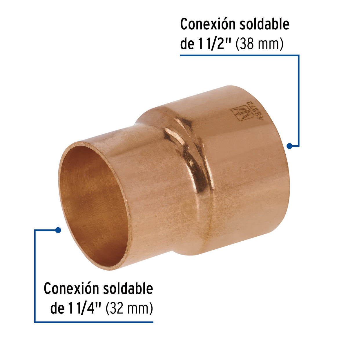 Reducción campana de cobre 1-1/2 x 1-1/4', FOSET