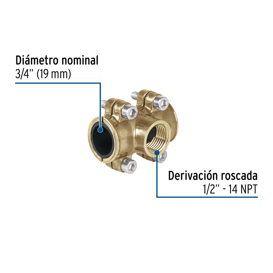 Abrazadera con derivación 3/4x1/2x3/4', FOSET