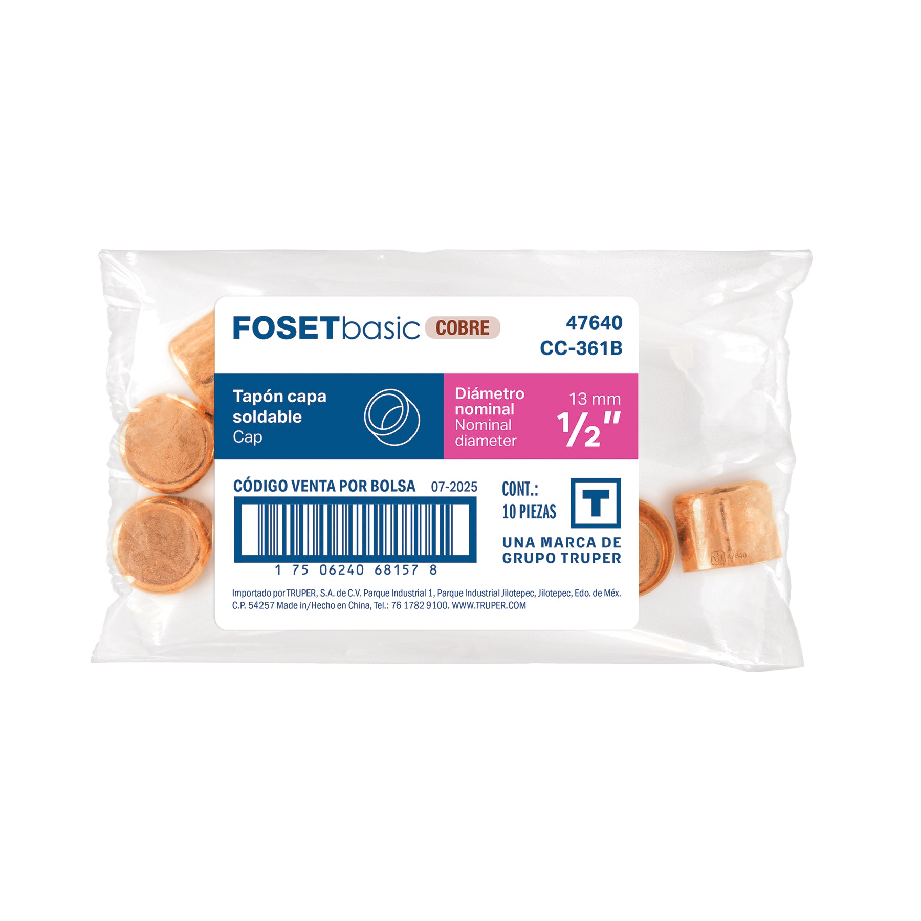 Tapon capa de cobre FOSET BASIC 1/2"