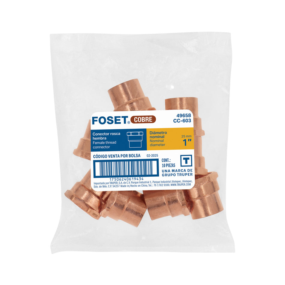 Conector de cobre rosca interior FOSET 3/4"