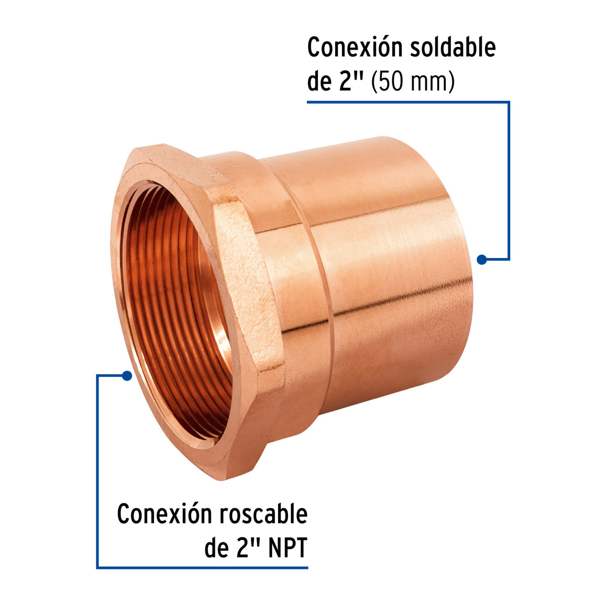 Conector de cobre, rosca interior 2', FOSET