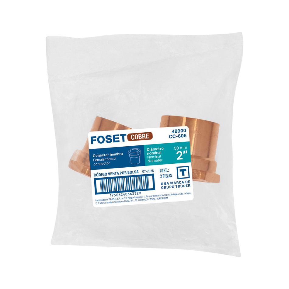 Conector de cobre, rosca interior 2', FOSET