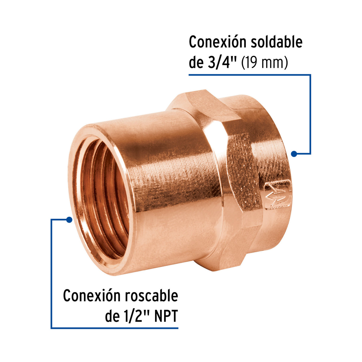 Conector reducido hembra 3/4 x 1/2" FOSET