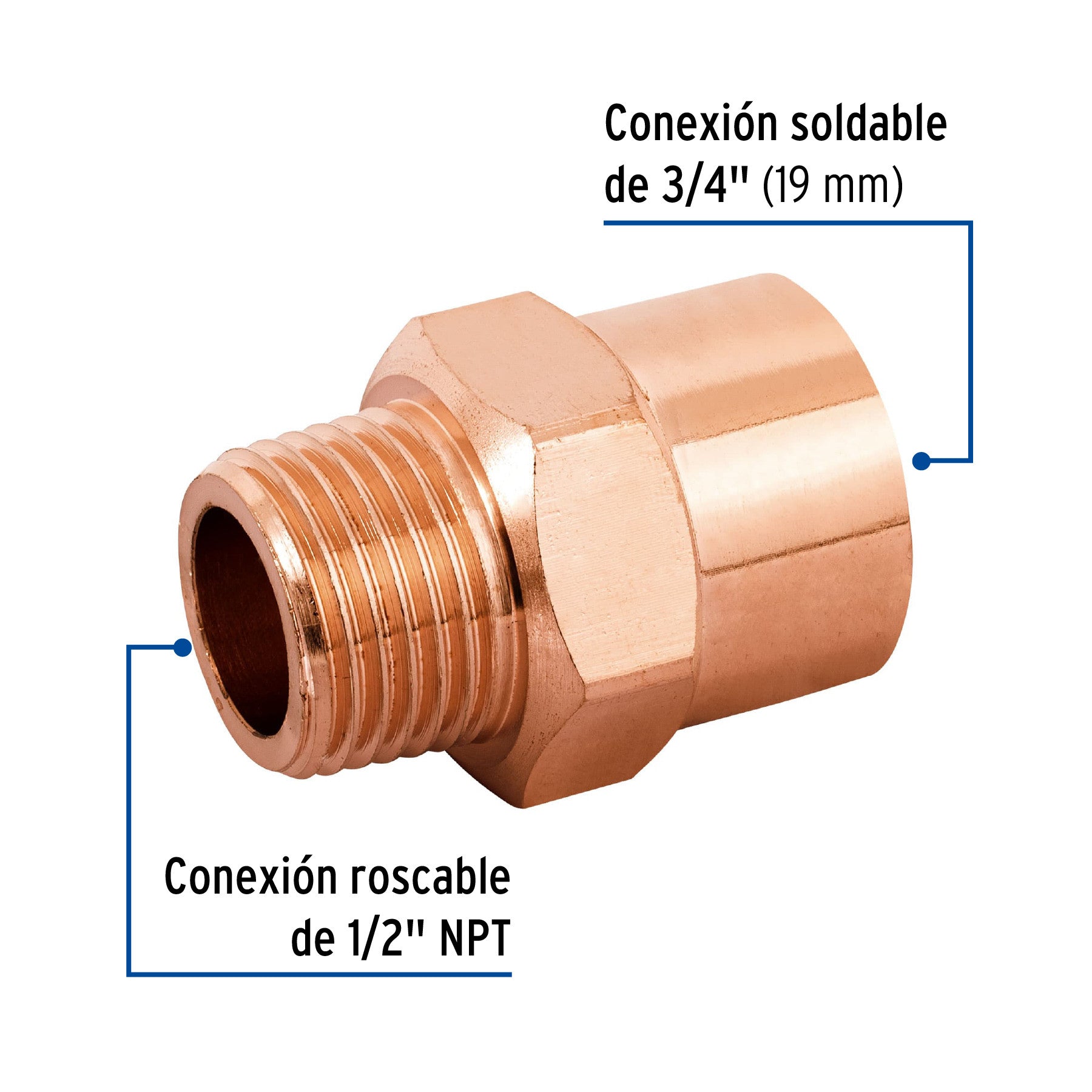 Conector reducido macho 1/2 x 3/4" FOSET