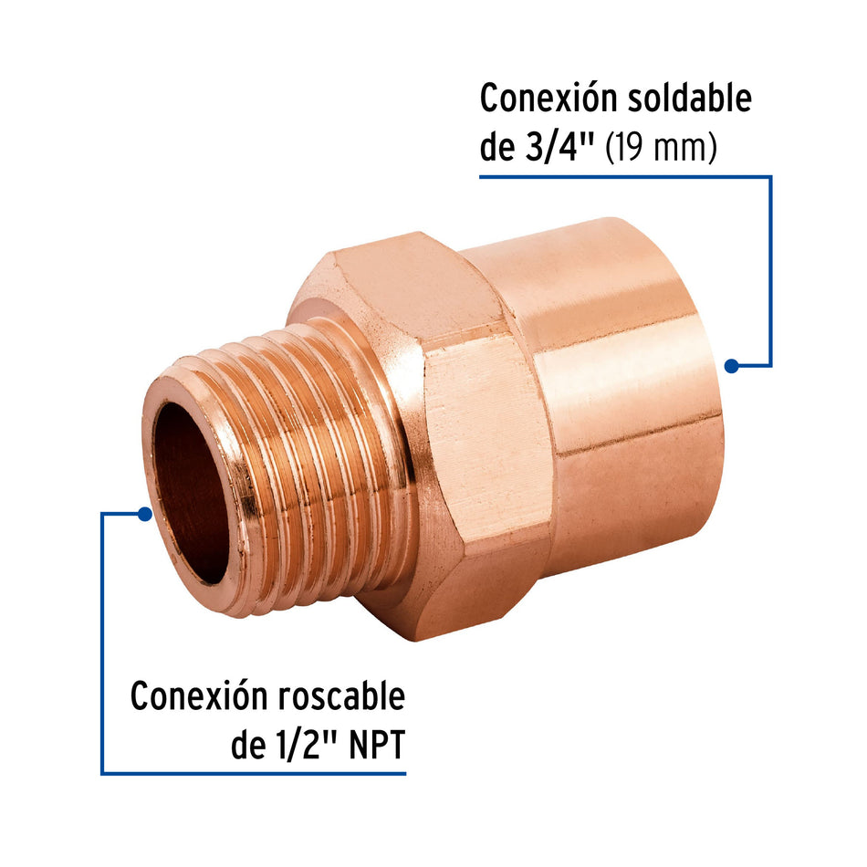 Conector reducido macho 1/2 x 3/4" FOSET