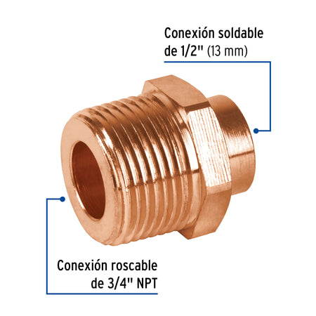 Conector reducido macho 3/4 x 1/2" FOSET