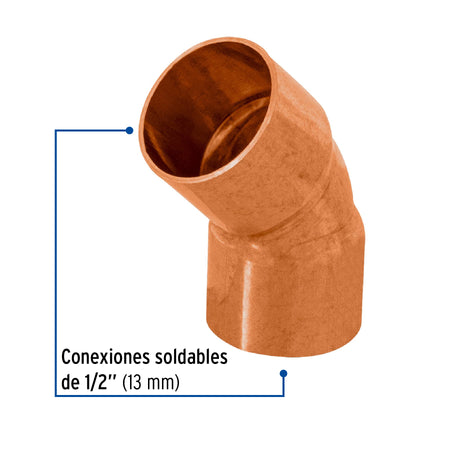 Codo 45° de cobre FOSET BASIC 1/2"