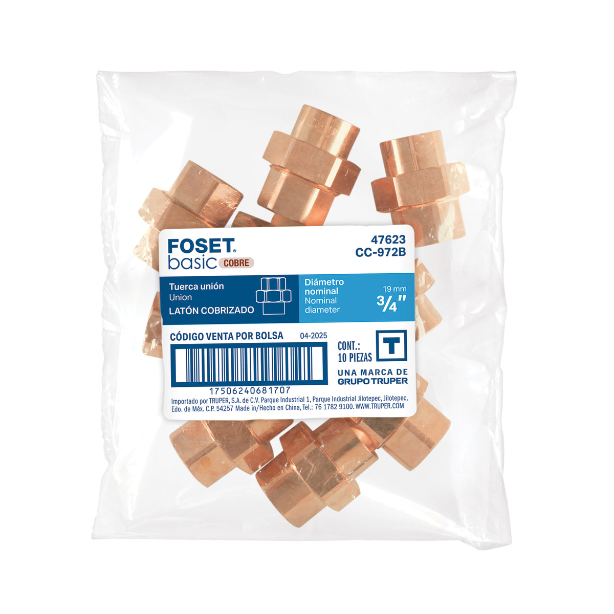 Tuerca union de cobre de FOSET BASIC 3/4"