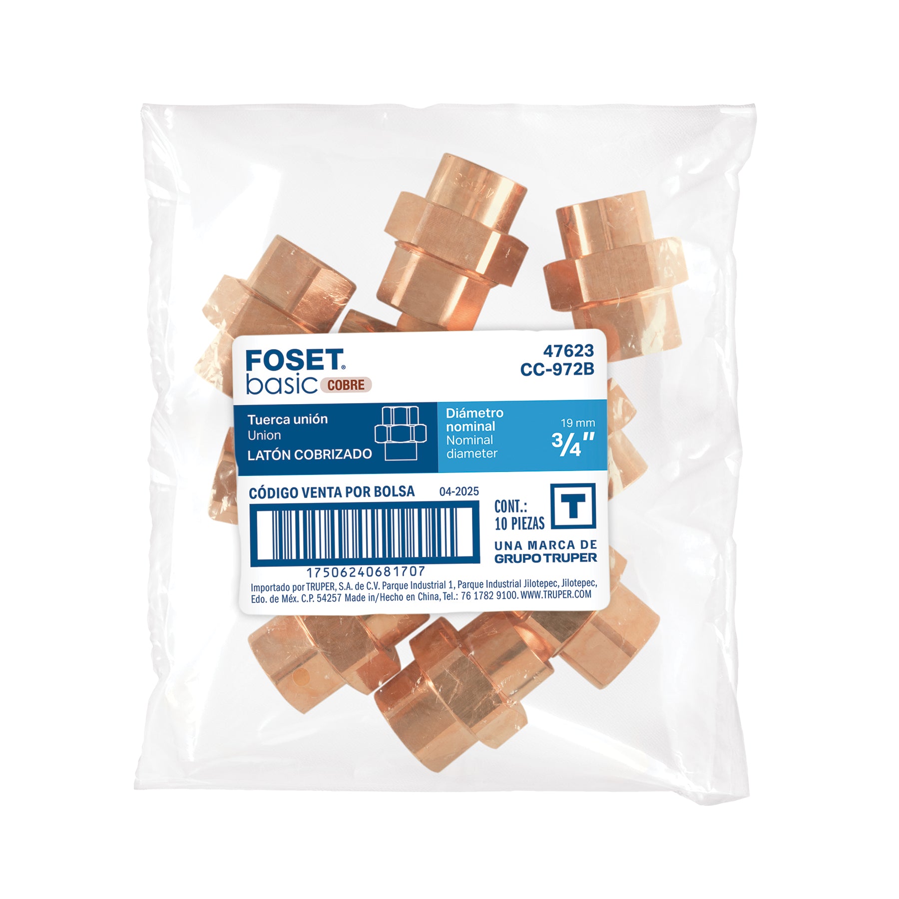Tuerca union de cobre de FOSET BASIC 3/4"