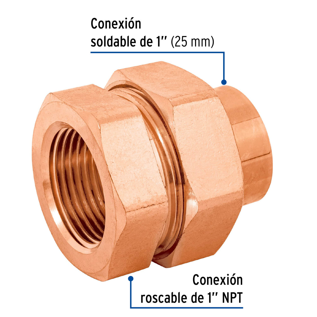 Tuerca union laton cobrizado rosca interior FOSET 3/4"