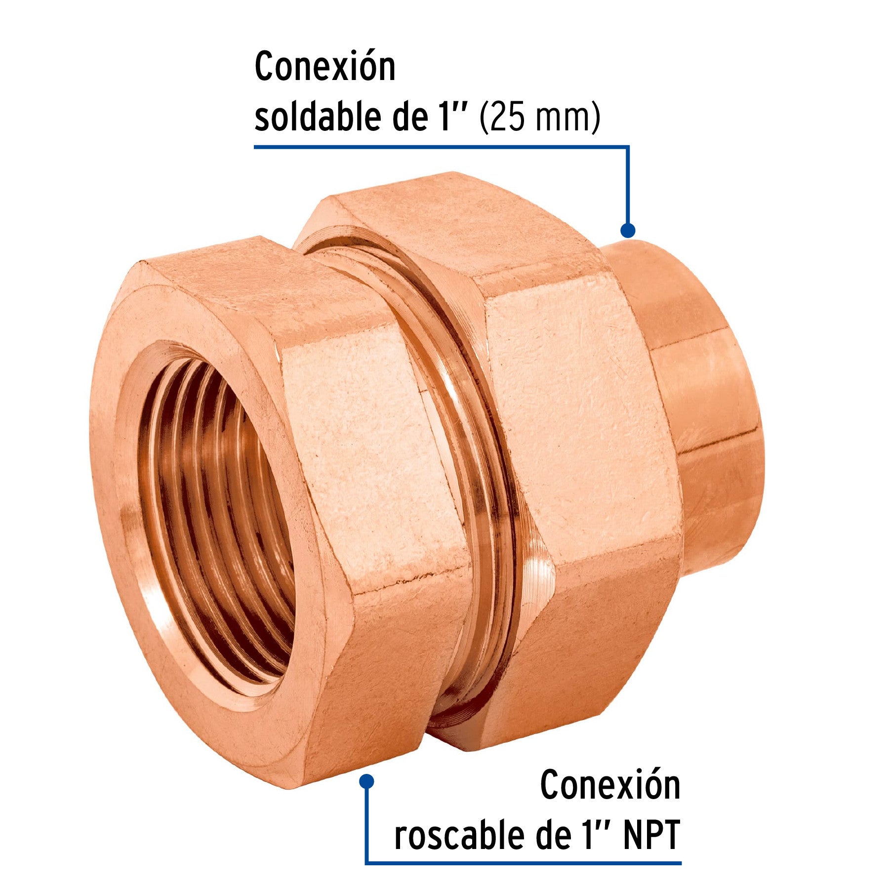 Tuerca union laton cobrizado rosca interior FOSET 3/4"