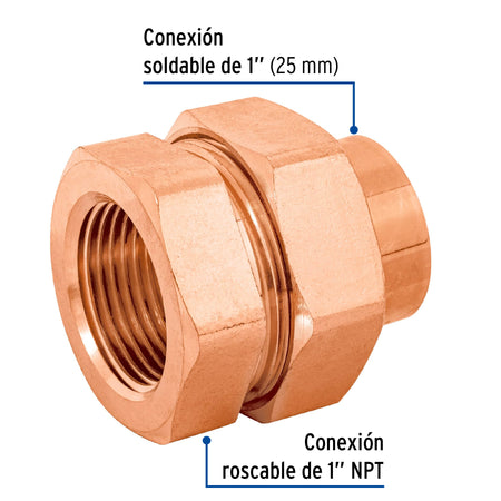 Tuerca union laton cobrizado rosca interior FOSET 3/4"