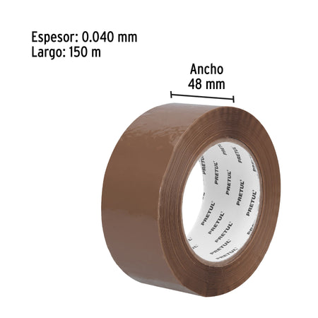 Cinta de empaque 48 mm x 150 m canela, Pretul 48 mm, 150 m