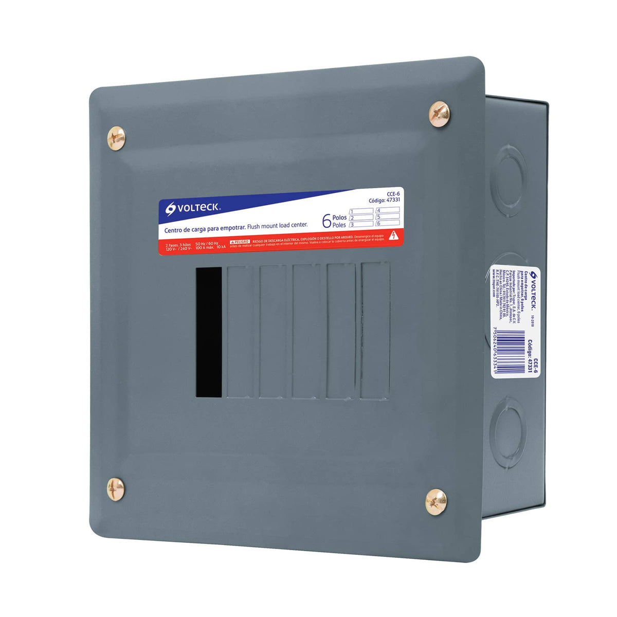 Centro de carga empotrable 6 polos Volteck