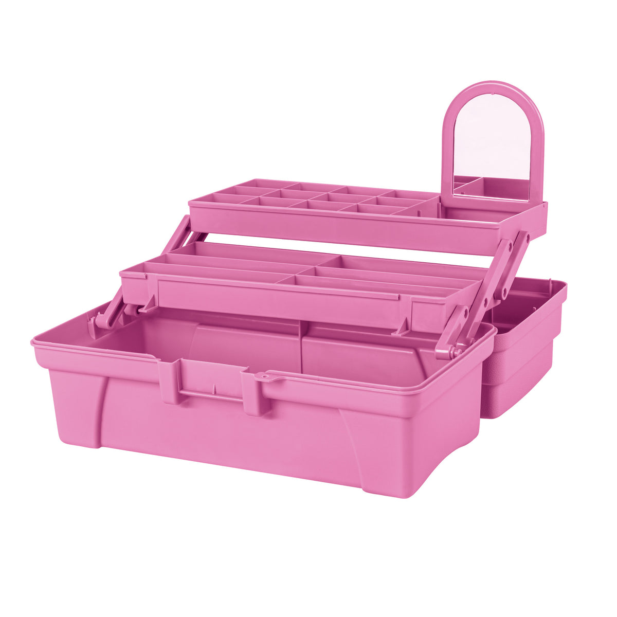 Caja cosmetiquera 14" doble bandeja rosa PRETUL