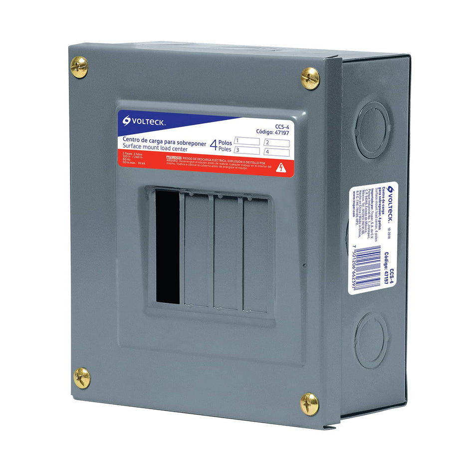 Centro de carga de sobreponer 4 polos Volteck