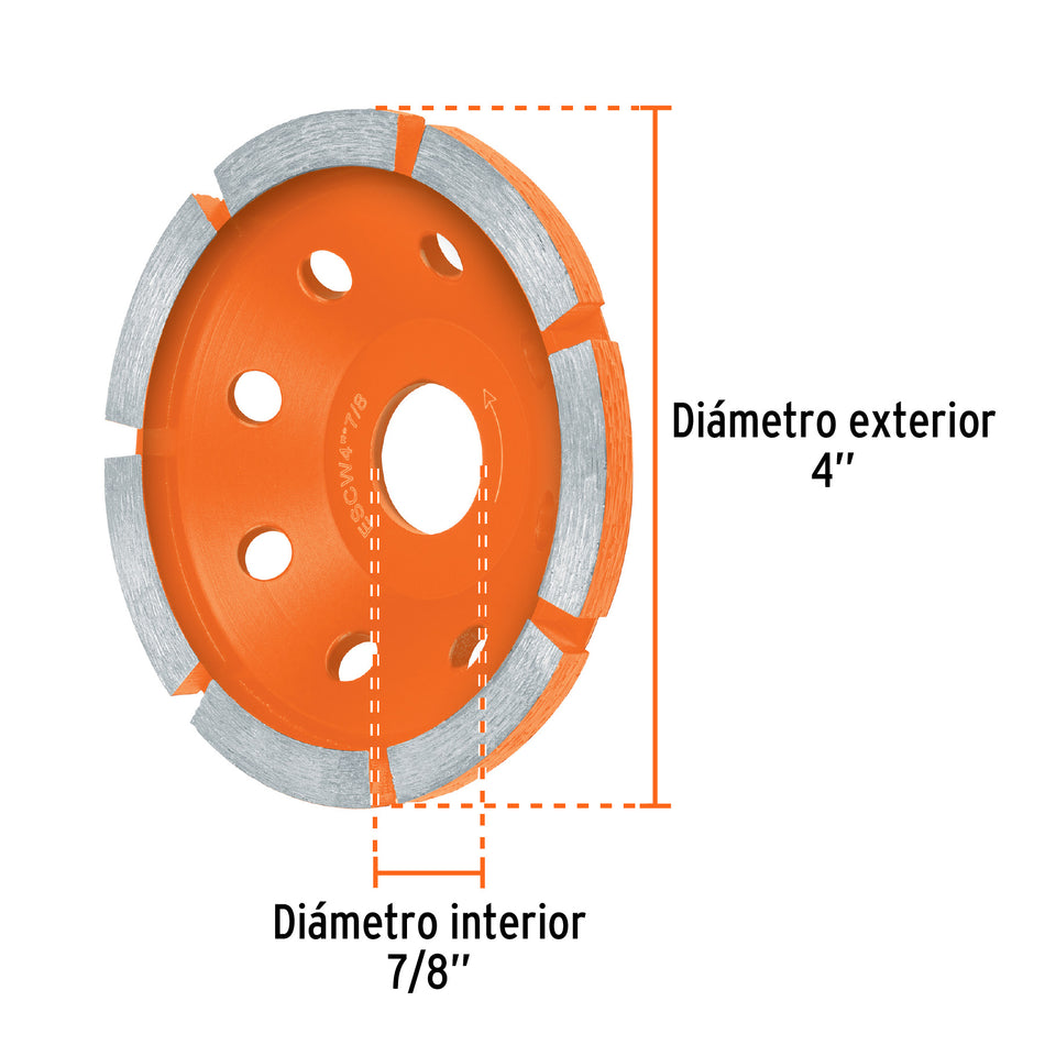 Copa de diamante 1 hilera 4' x 7/8', TRUPER