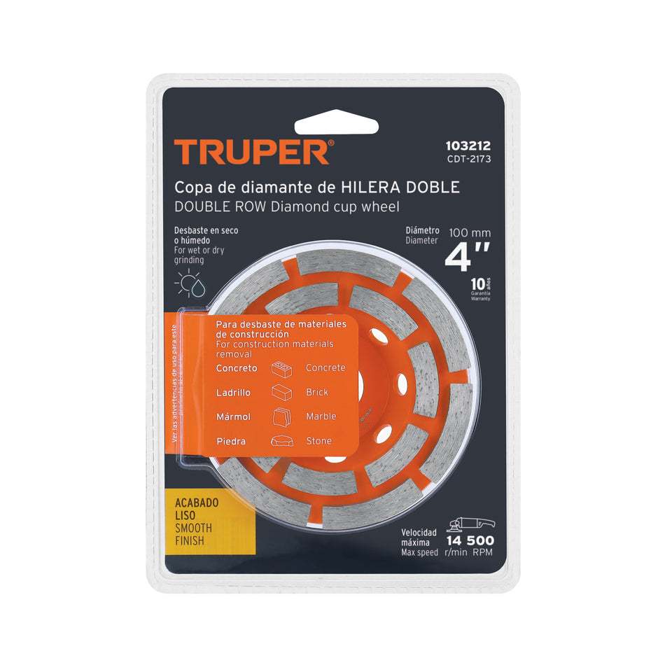 Copa de diamante doble hilera 4' x 7/8', TRUPER