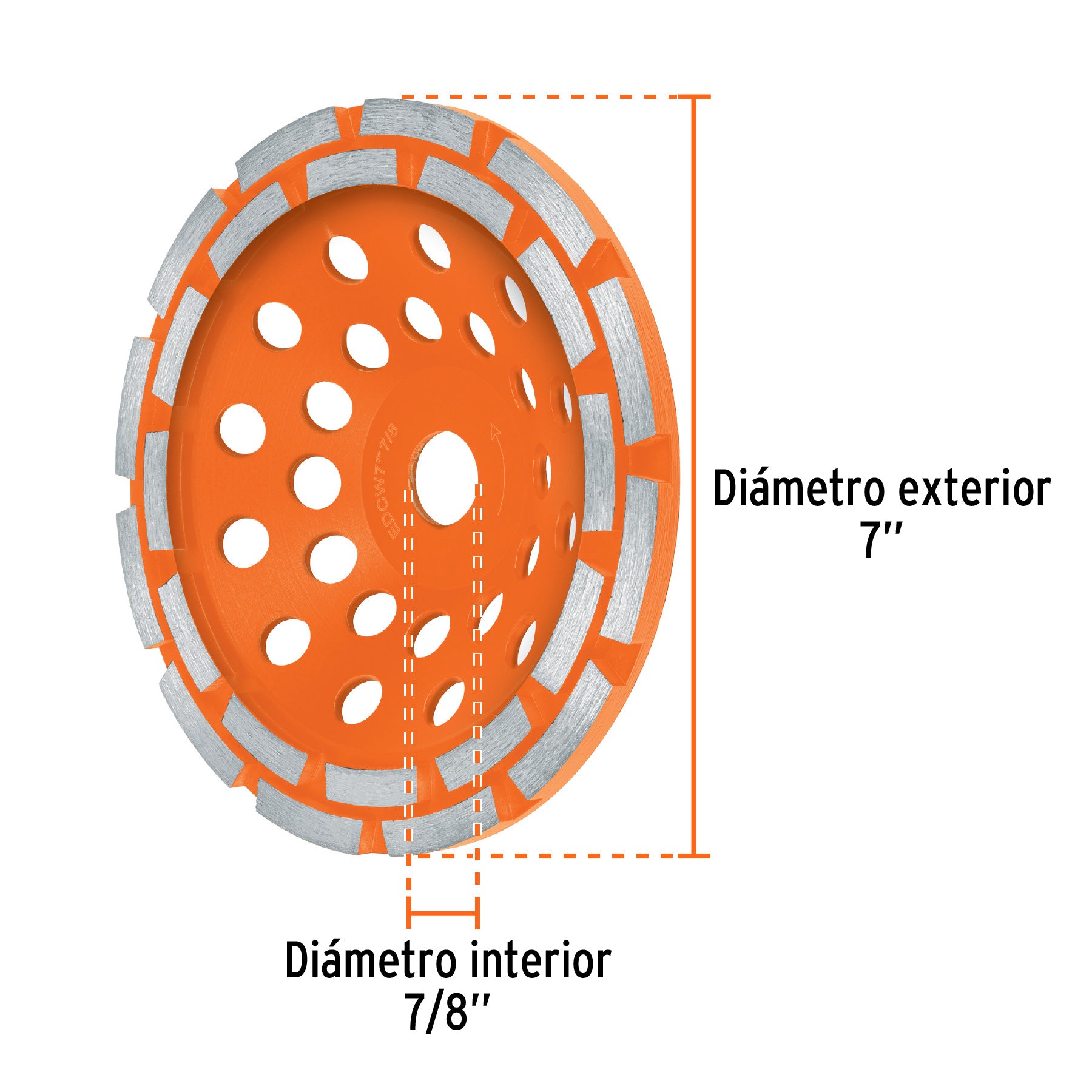 Copa de diamante doble hilera 7' x 7/8', TRUPER