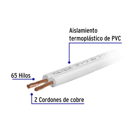 Rollo de de cordon duplex flexible SPT Volteck 12 AWG
