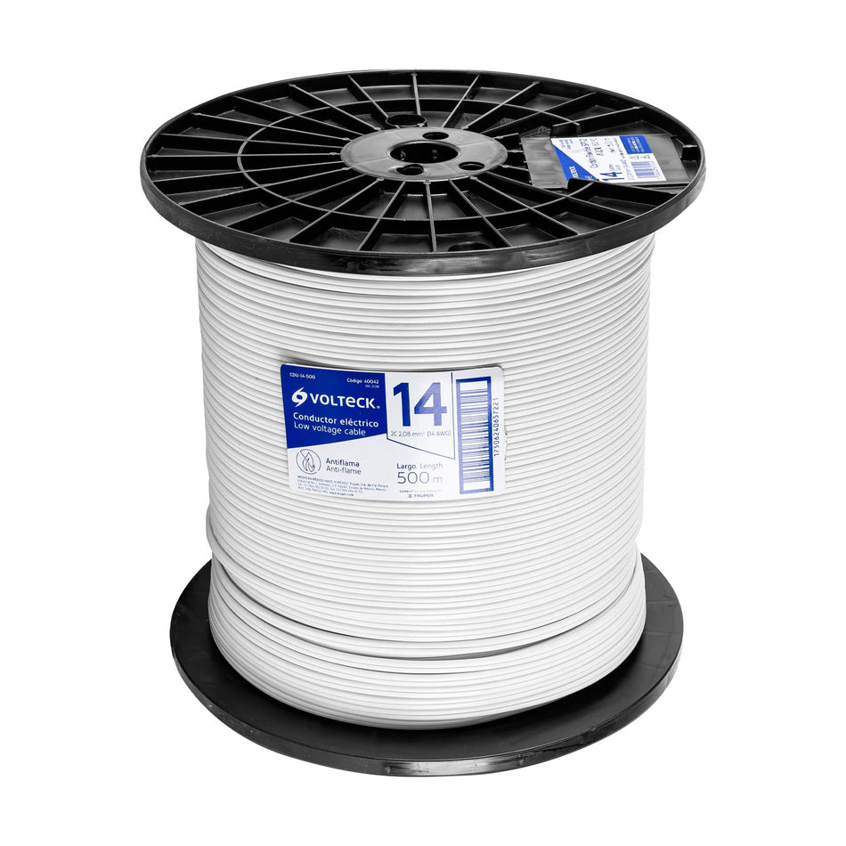 Metro de cordón dúplex flexible SPT 14 AWG en carrete 500 m
